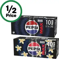 Woolworths Pepsi, Solo, Mountain Dew or Schweppes Lemonade Soft Drink Varieties 10 x 375ml offer