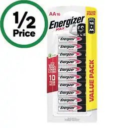 Woolworths Energizer Max Alkaline Batteries AA or AAA Pk 16 offer