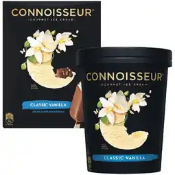 Woolworths Connoisseur Ice Cream Tub 1 Litre or Sticks 360-400ml Pk 4-6 offer