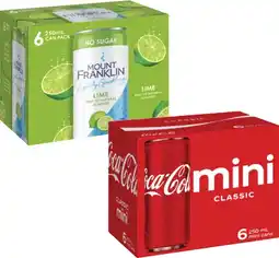 Coles Coca-Cola Soft Drink or Mt Franklin Lightly Sparkling Water 6x250mL offer