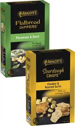 Coles Arnott's Flatbread Dippers or Sourdough Crackers 130g-150g offer
