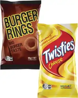 Coles Twisties, Burger Rings or Cheetos 65g-90g offer