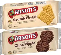 Coles Arnott's Scotch Finger or Choc Ripple Biscuits 250g offer