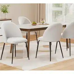 Woolworths Artiss Dining Chairs Set of 4 Sherpa Boucle, White offer