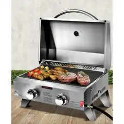 Woolworths Grillz Portable Gas BBQ Grill 2 Burners with 2 Plates offer