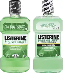 Coles Listerine Freshburst or Freshburst Zero Mouthwash 500mL offer