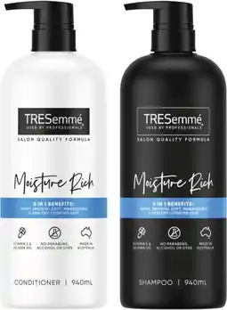 Coles Tresemmé Shampoo or Conditioner 940mL offer