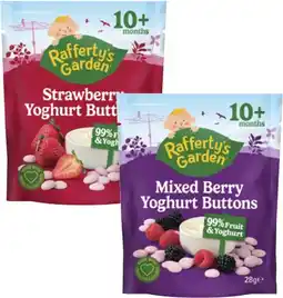 Coles Rafferty's Garden Yoghurt Buttons Strawberry or Mixed Berry 28g offer
