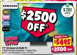 JB Hi-Fi SAMSUNG 77" 4K Smart AI OLED TV offer