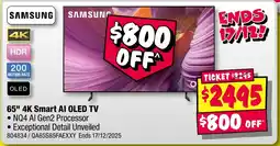 JB Hi-Fi Samsung 65" 4K Smart AI OLED TV offer