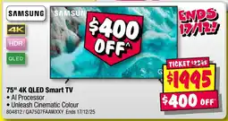 JB Hi-Fi Samsung 75" 4K QLED Smart TV offer