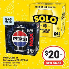 IGA Pepsi, Solo or Schweppes offer