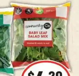 IGA Community Co Baby Spinach Baby Leaf Salad Mix offer