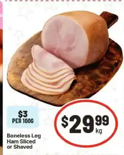IGA Boneless leg ham sliced offer