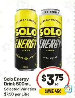 IGA Solo Energy Drink offer