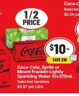 IGA Coca-Cola or Mount Franklin Lightly Sparkling Water offer
