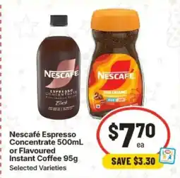 IGA Nescafé Espresso Concentrate or Flavoured Instant Coffee 95g offer