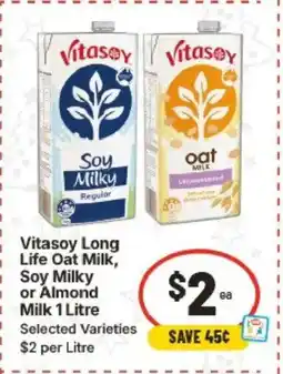 IGA Vitasoy Long Life Oat Milk, Soy Milky or Almond Milk offer