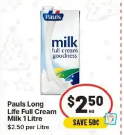 IGA Pauls Long Life Full Cream Milk offer