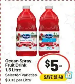 IGA Ocean Spray Fruit Drink offer