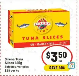 IGA Sirena Tuna Slices offer