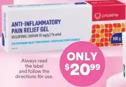 Priceline Anti-inflammatory pain relief gel offer