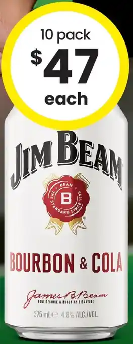 Jim beam white 4.8% premix range cans