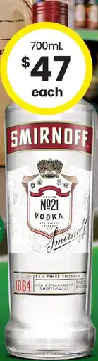 The Bottle O Smirnoff red label vodka offer