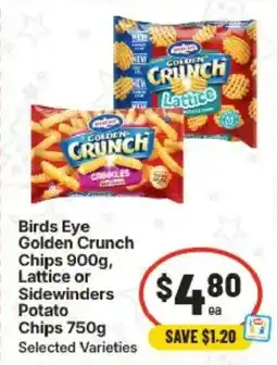 IGA Birds Eye Golden Crunch Chips Lattice or Sidewinders potato Chips offer