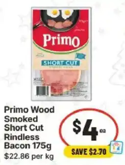 IGA Primo Wood Smoked Short Cut Bacon offer