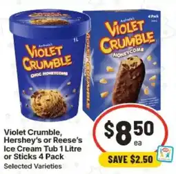IGA Violet Crumble, Hershey's or Reese's Ice Cream Tub or Sticks offer