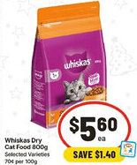 IGA Whiskas Dry Cat Food Selected offer