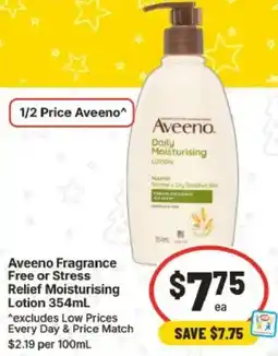 IGA Aveeno Fragrance Free or Stress Relief Moisturising Lotion offer