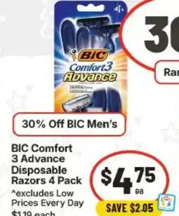 IGA BIC Comfort3 Advance Disposable Razor offer