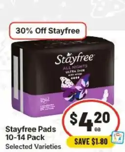 IGA Stayfree Pads offer