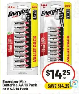 IGA Energizer Max Batteries AA offer