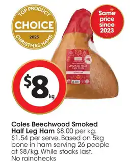 Coles Coles Beechwood Smoked Half Leg Ham offer