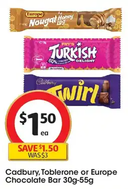 Coles Cadbury, Toblerone or Europe Chocolate Bar offer