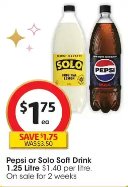 Coles Pepsi or Solo Soft Drink offer