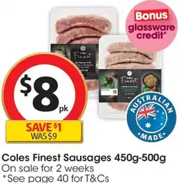 Coles Coles Finest Sausages offer