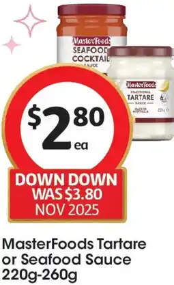 Coles MasterFoods Tartare or Seafood Sauce offer