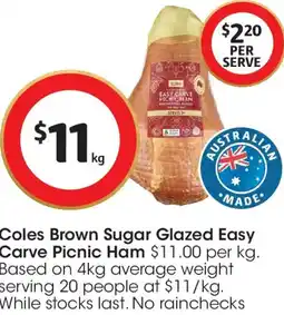 Coles Coles Brown Sugar Glazed Easy Carve Picnic Ham offer