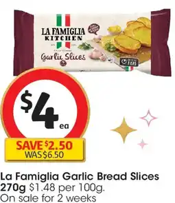Coles La Famiglia Garlic Bread Slices offer