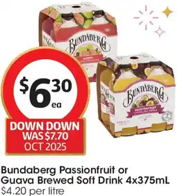 Coles Bundaberg Passionfruit or Guava Brewed Soft Drink offer