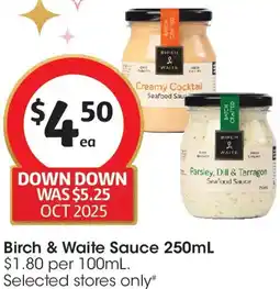 Coles Birch & Waite Sauce offer