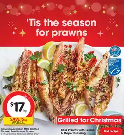 Coles Karumba australian msc certified thawed raw banana prawns offer