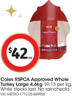 Coles Coles RSPCA Approved Whole Turkey Large offer