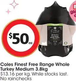 Coles Coles Finest Free Range Whole Turkey Medium offer