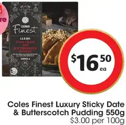 Coles Coles Finest Luxury Sticky Date & Butterscotch Pudding offer