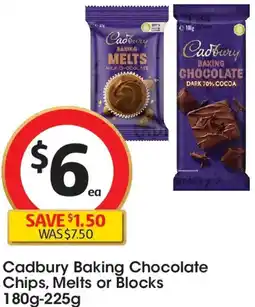 Coles Cadbury Baking Chocolate Chips, Melts or Blocks offer